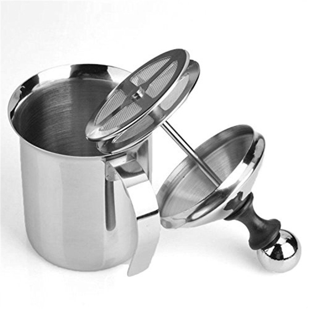 EVTSCAN 400ml Stainless Steel Milk Frother with Double Mesh - Electric Handheld Milk Creamer for Coffee, Latte, Cappuccino - Perfect for Home, Office & Cafe Use