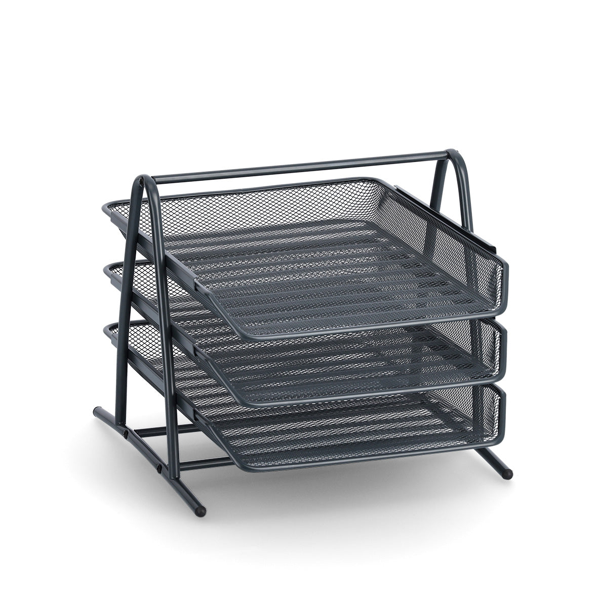 3-Tier File Organizer with Pull-Out Trays - Stackable Desktop Document Holder for Office, Home & School - Multiple Color Options (Black, White, Gray, Blue) - Perfect for Paperwork, Bills, Mail & Office Supplies Organization