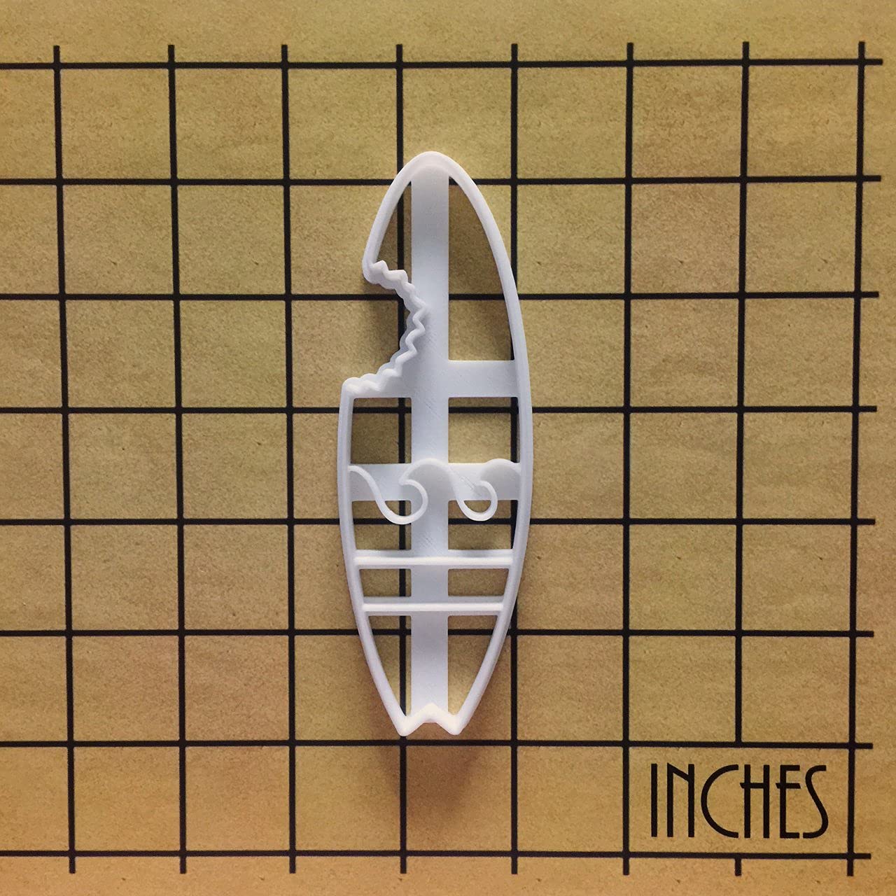 Bitten Surfboard Cookie Cutter - 1 Piece Stainless Steel Baking Tool for Surf-Themed Cookies | Perfect for Beach Parties, Surfing Events & Summer Baking