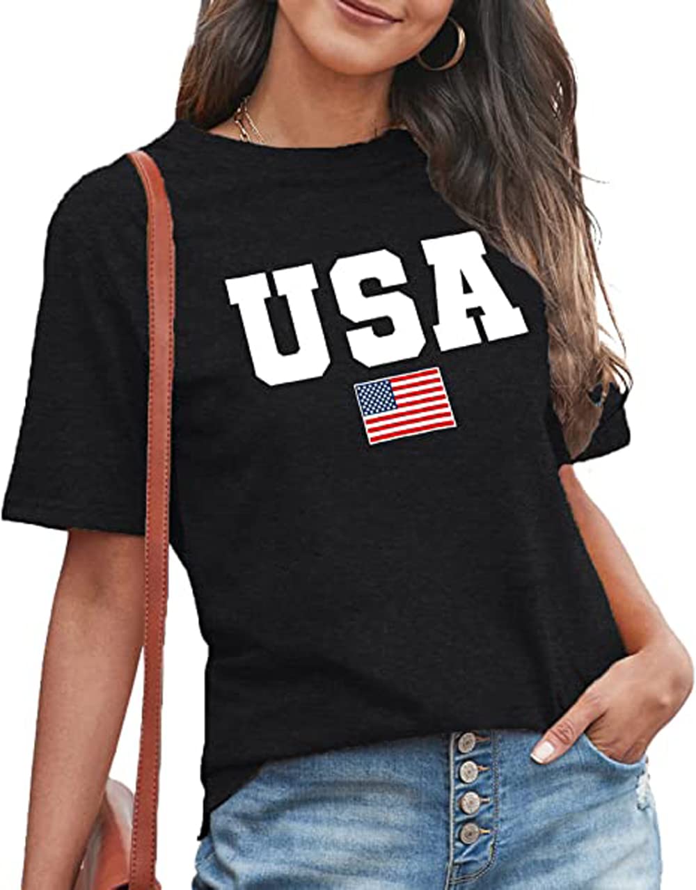 Women's 4th of July Patriotic Short Sleeve T-Shirts - Casual Loose Fit Summer Tops for BBQ, Beach & Independence Day Celebrations