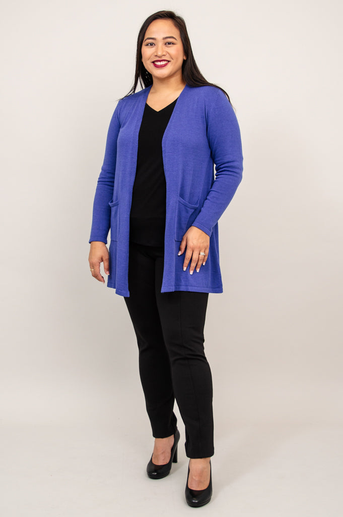 Justine Sweater Women's Deep Blue Cotton Knit Pullover - Cozy Casual Wear for Fall & Winter Outfits