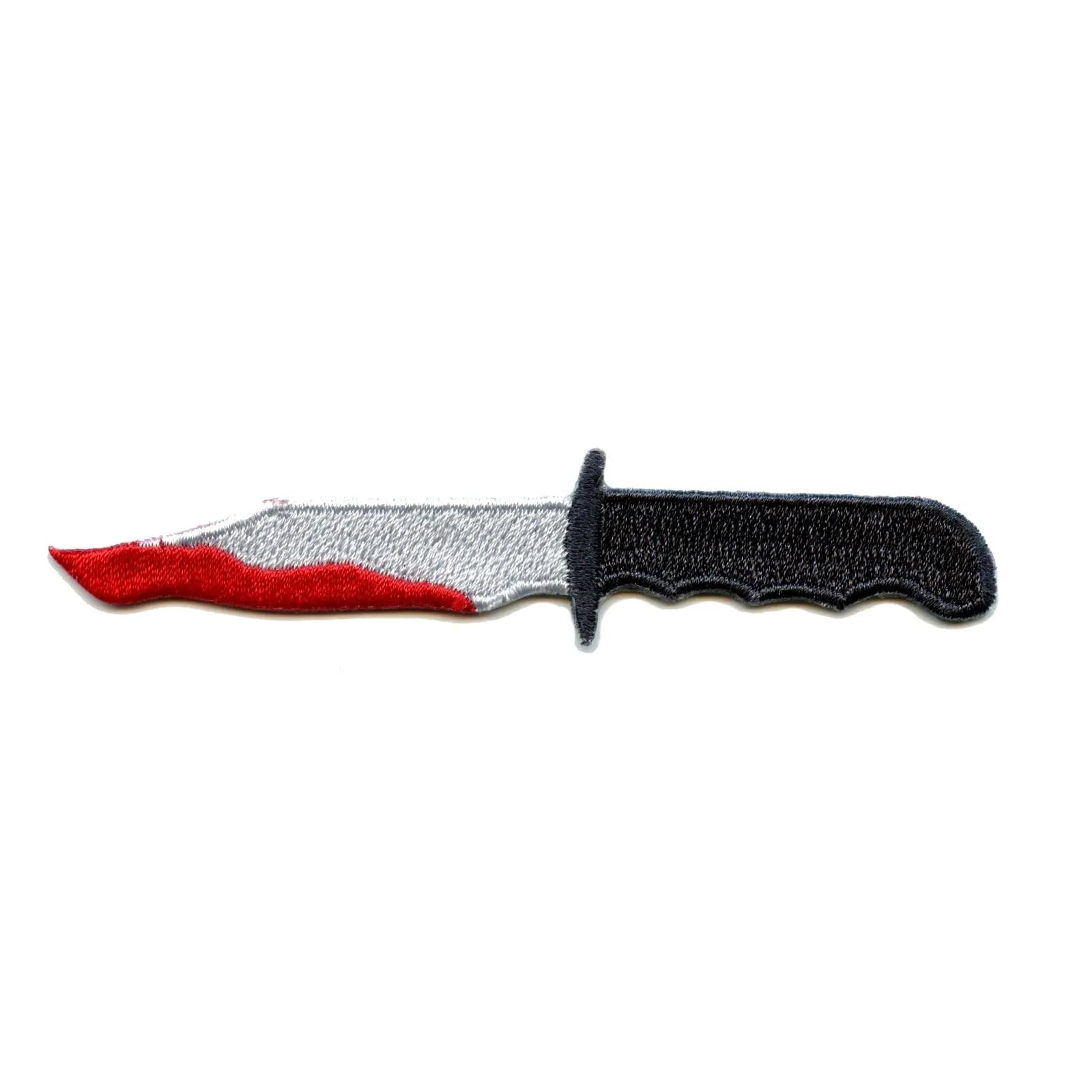 Bloody Knife Emoji Patch - Halloween Killer Embroidered Iron-On Badge for Costumes, Jackets & DIY Crafts (Scary Horror Accessory)