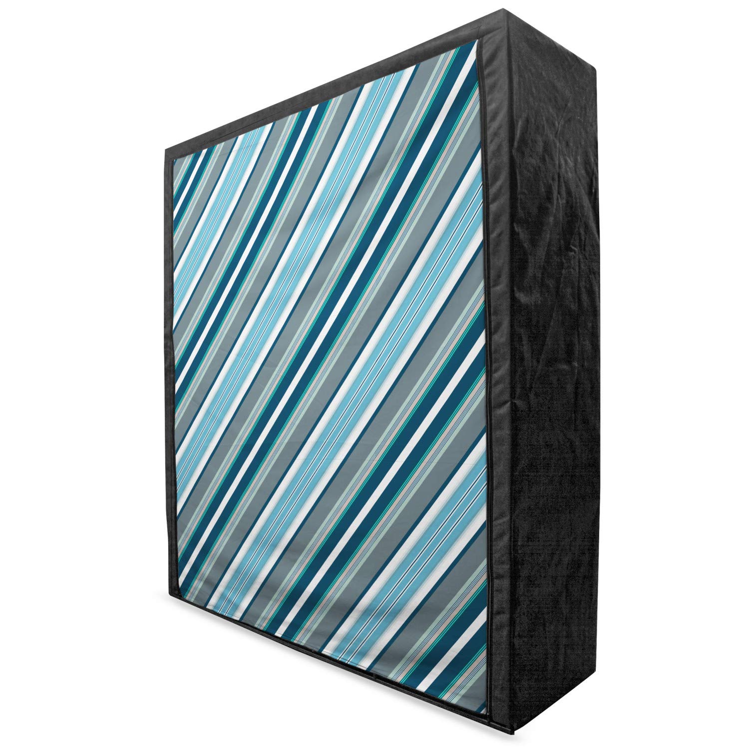 Ambesonne Striped Portable Fabric Wardrobe - Navy Retro Diagonal Stripes Modern Art Design, 59
