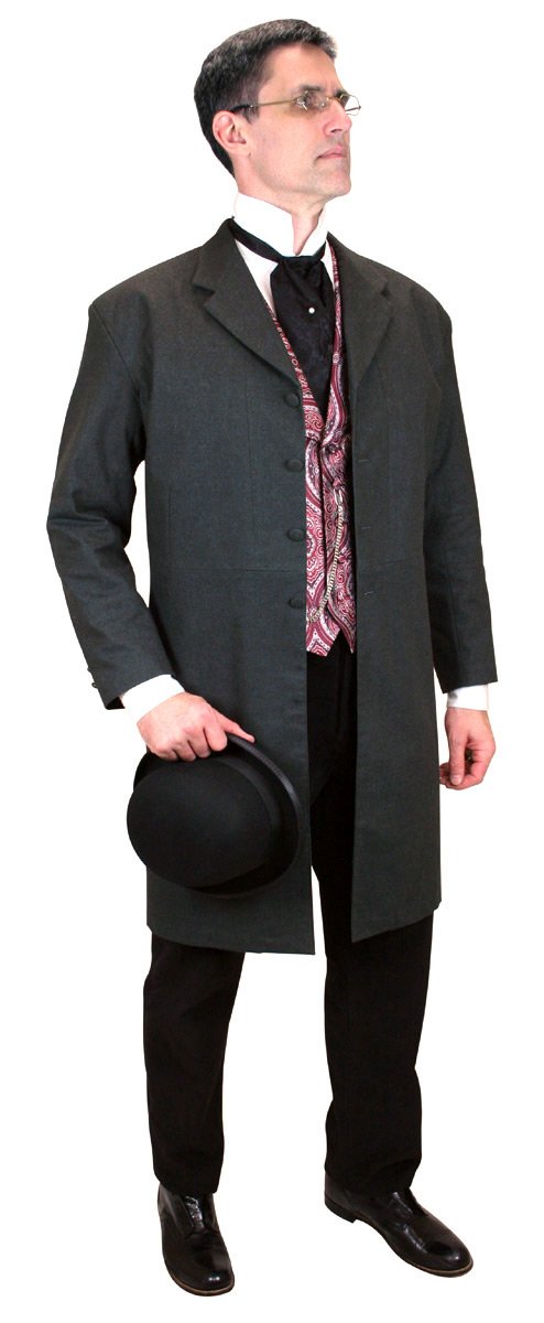 Historical Emporium Men's Callahan Victorian Style Cotton Blend Frock Coat - Formal Wear for Reenactments, Weddings & Steampunk Costumes