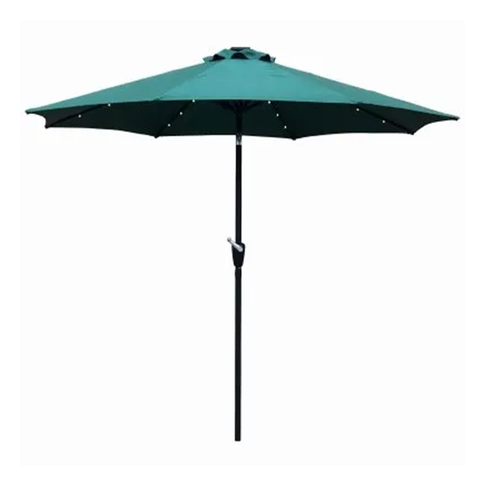9ft Polyester 2-Section Steel Pole Outdoor Patio Umbrella with Tilt System & LED Lights - 8 Steel Ribs, Green - Perfect for Backyard, Poolside, Garden, Restaurant and Beach Use