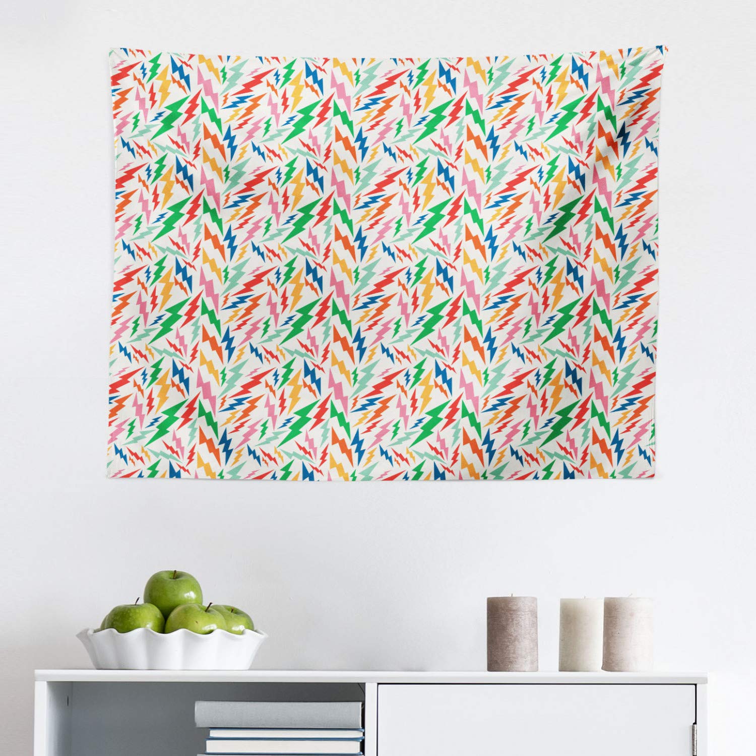 Ambesonne Colorful Tapestry - Retro Thunder Bolt Wall Decor for Bedroom & Dorm
