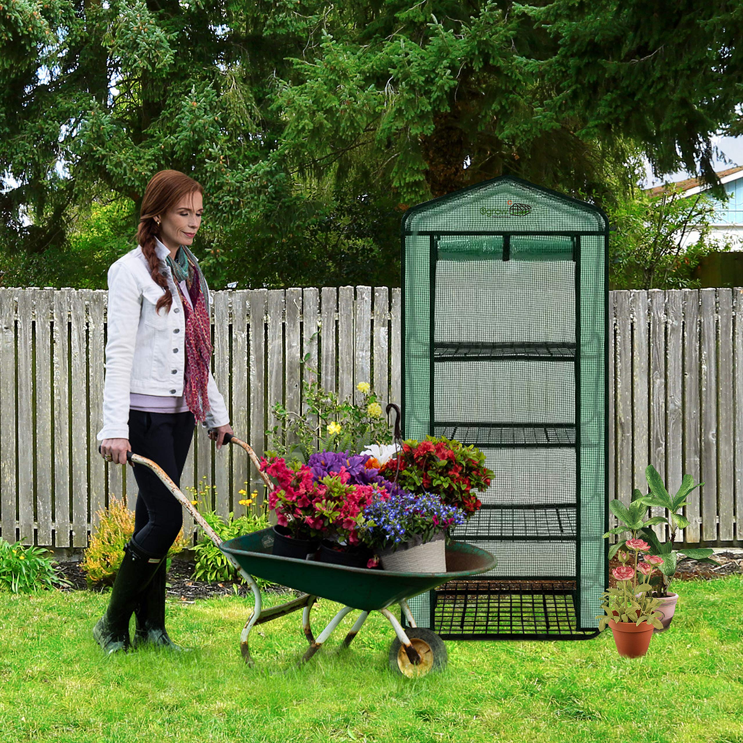 Ogrow® 4 Tier Pop-Up Greenhouse with Green Premium PE Cover - Portable Garden Greenhouse for Indoor/Outdoor Plants, Seedlings & Gardening - Perfect for Backyard, Patio & Balcony