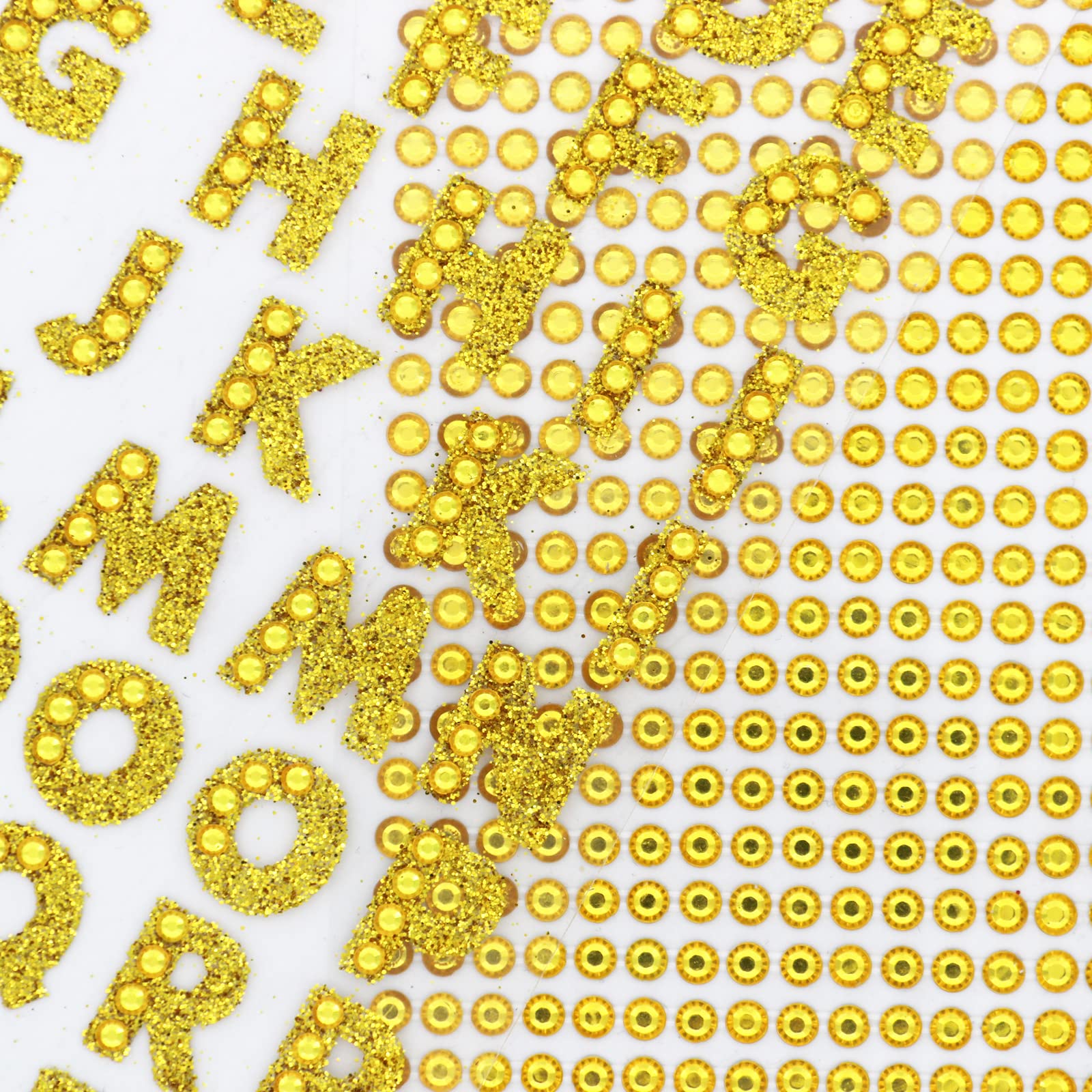 3 Sheets Glitter Alphabet Stickers & 1 Sheet Rhinestone Stickers - Self-Adhesive Letter Stickers for DIY Crafts, Scrapbooking, Home Decor (Gold) - Perfect for Party Invitations, Gift Wrapping & Journal Embellishments