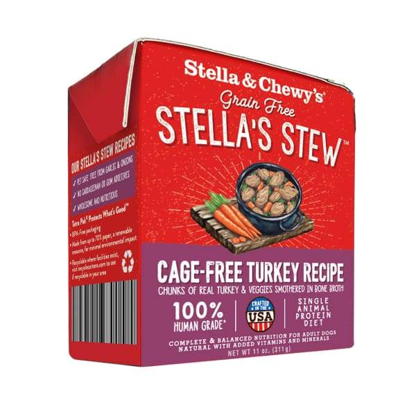Stella & Chewy’s Cage-Free Turkey Stew Wet Dog Food – Grain-Free, High-Protein Meal for Small & Large Dogs – Perfect for Picky Eaters & Sensitive Stomachs – Ideal for Home, Travel & Training Treats