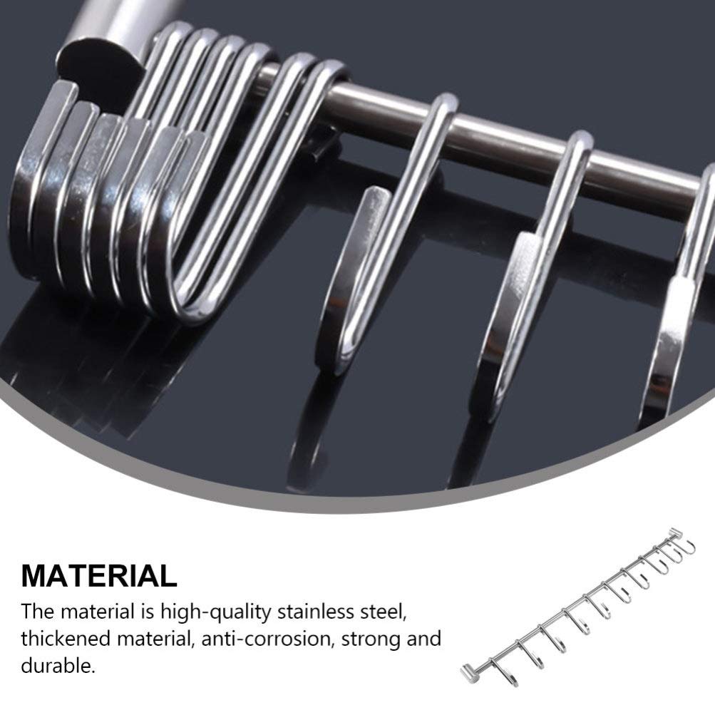 Stainless Steel Wall Hooks for Kitchen & Coat Hanging - Heavy Duty Sliding Hanger Rack for Utensils, Towels & Storage - Perfect for Organizing Small Spaces, Pantry & Entryway