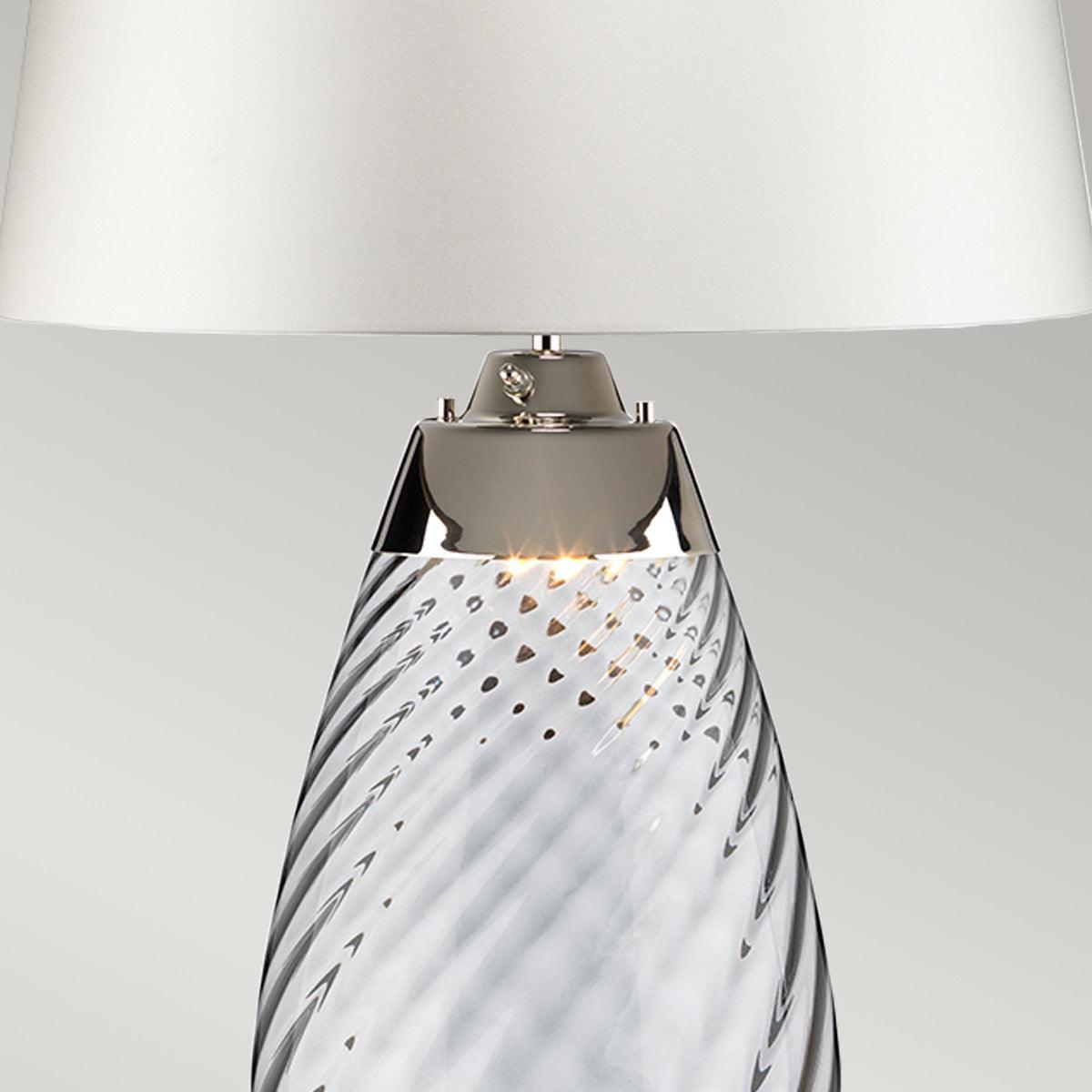 Lena 2-Light Small Smoke Glass Table Lamp with Off White Shade - Perfect for Bedroom Nightstand, Living Room End Table, or Office Desk Lighting
