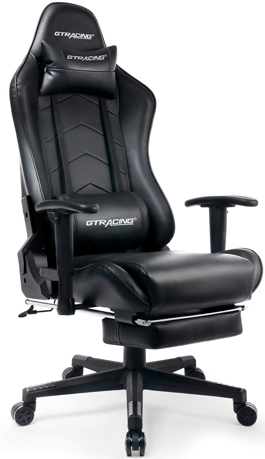 GTRACING Ergonomic Gaming Chair with Adjustable Footrest - Big and Tall Office Executive Chair - Heavy Duty Recliner with Lumbar Support & Headrest - Black Computer Desk Chair for Gamers & Professionals - Perfect for Esports, Streaming, and Long Work Sessions