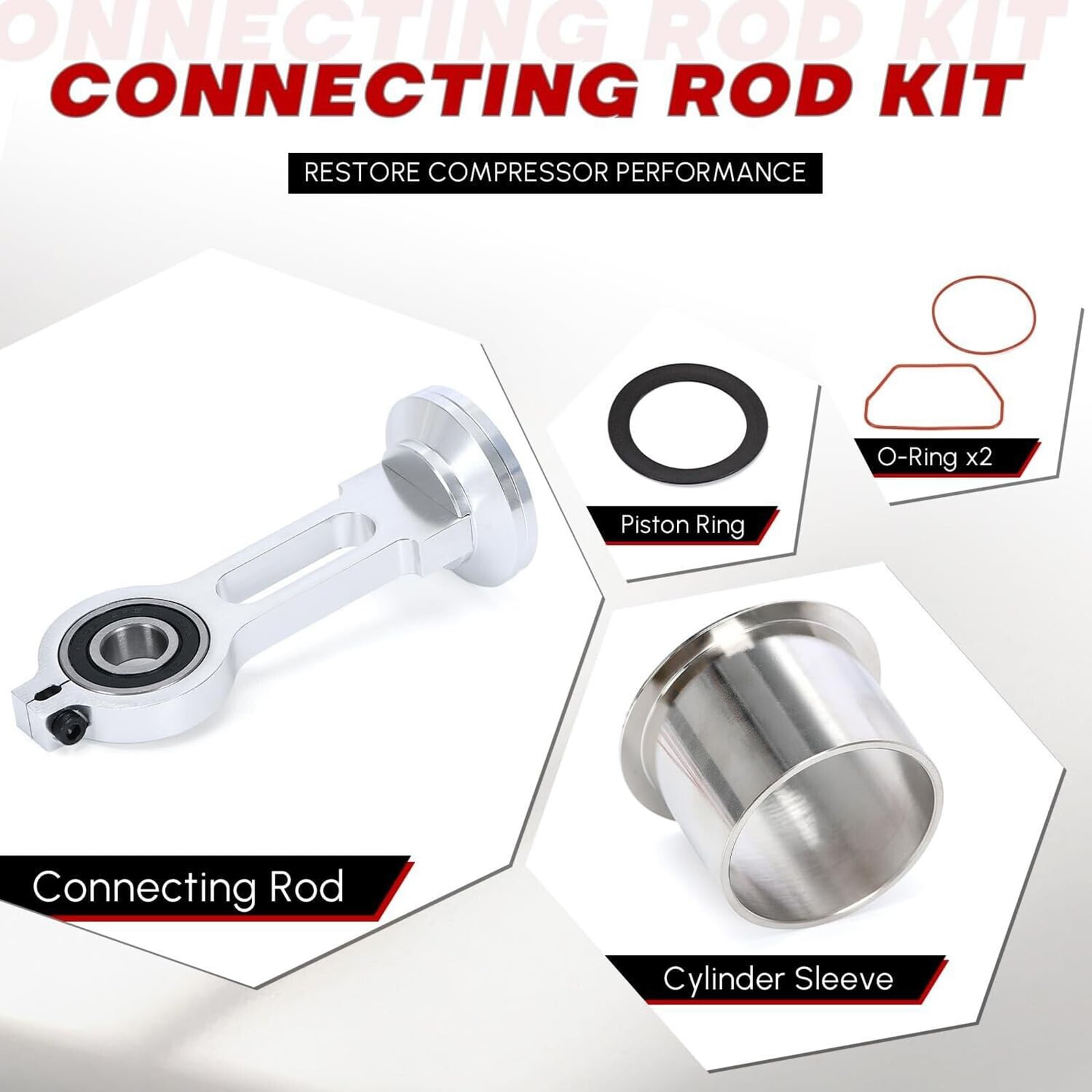 Oil-Free Air Compressor Piston Kit - Replacement Connecting Rod & Piston Set for Devilbiss 919.167330 - Perfect for Industrial Tools, Automotive Repair & Home DIY Projects