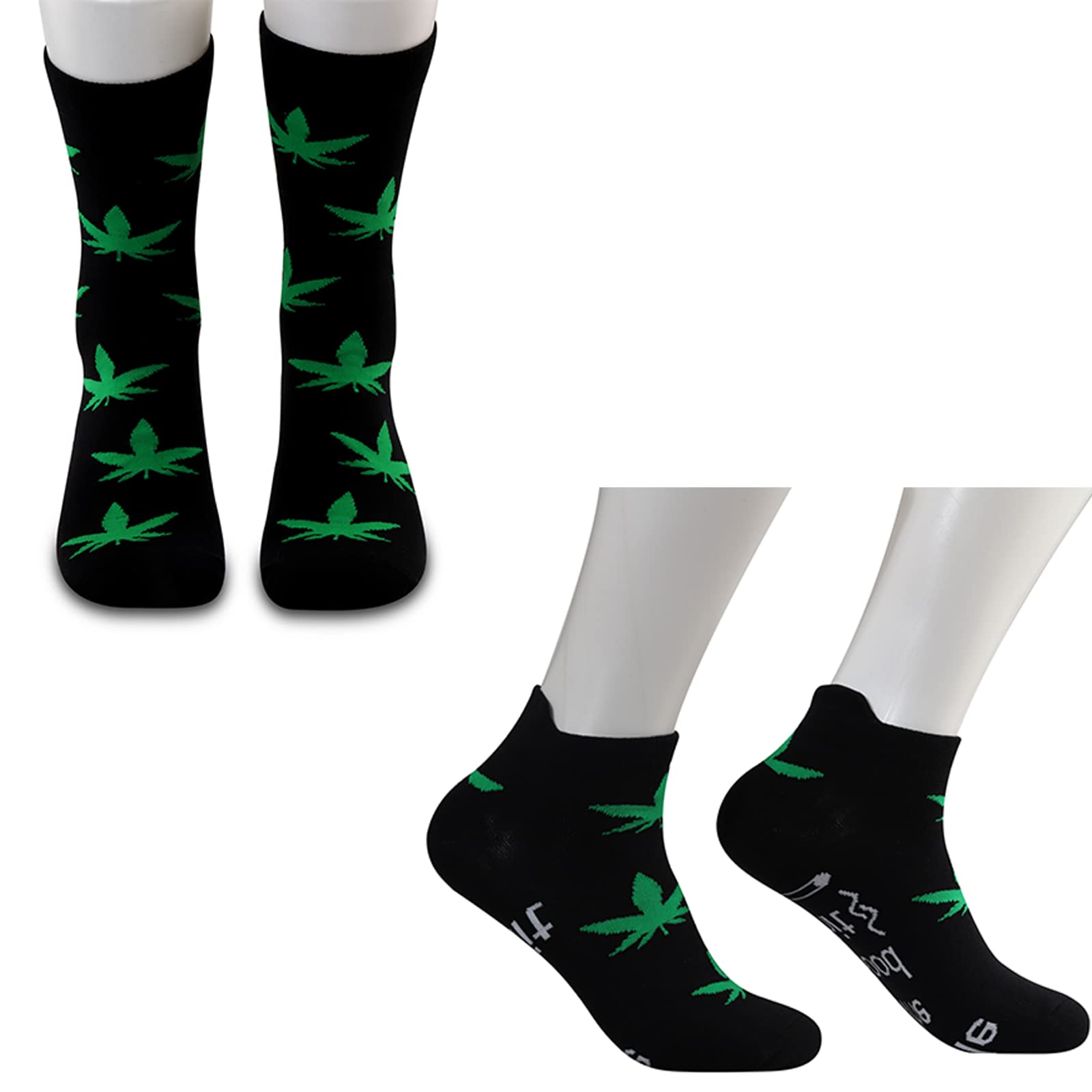 MBMSO Marijuana Weed Socks 2 Pairs - Funny Stoner Socks with 'Inhale the Good Shit Exhale the Bullshit' Design - Perfect Cannabis Gifts for 420 Lovers - Great for Parties, Festivals & Relaxing at Home