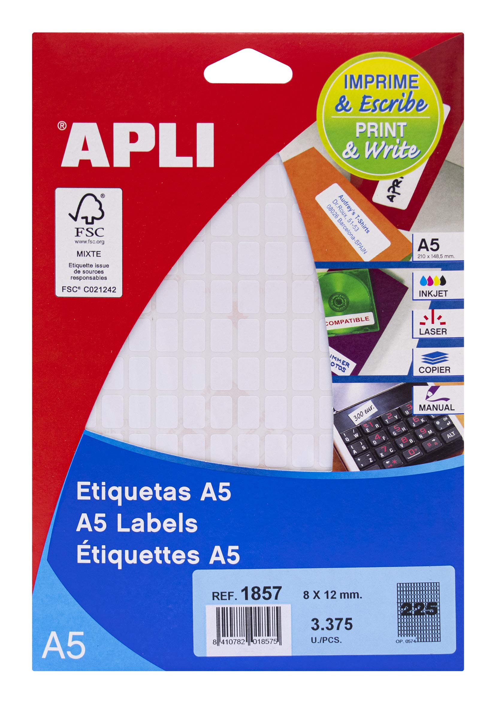71y18 Printable White Labels 8x12mm - for Organizing & Shipping