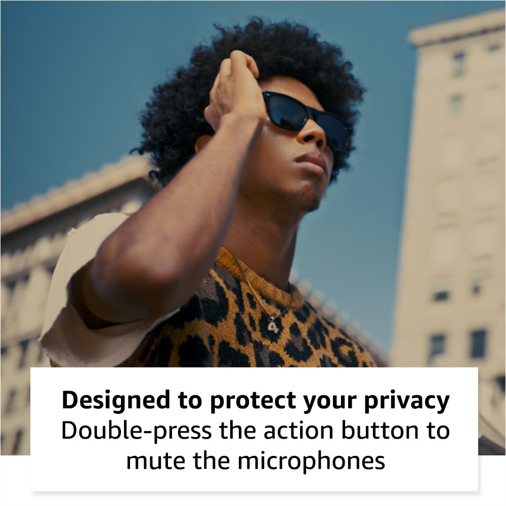 Amazon Echo Frames (2nd Gen) - Alexa Enabled Smart Glasses with Polarized Sunglass Lenses, Square Frame in Classic Black - Hands-Free Calls, Music & Notifications for Workouts, Driving & Outdoor Activities