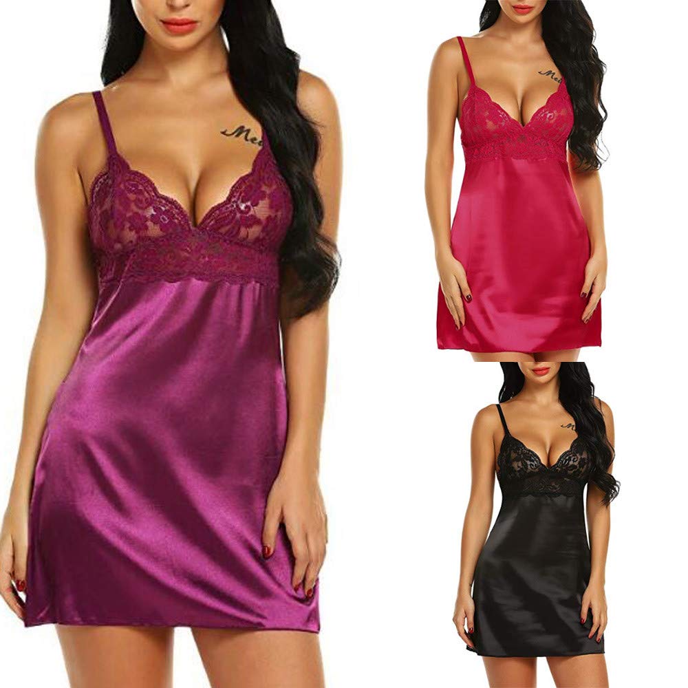 Sexy Women's Silk Satin Babydoll Nightgown - V Neck Criss Cross Lingerie Set for Honeymoon, Sleep & Lounge Wear | Perfect for Romantic Nights & Boudoir Photography