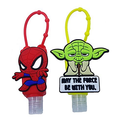 Refillable Travel Size Hand Sanitizer Holder Keychain for Kids - 1oz Leak Proof Mini Bottles (2 Pack) for Liquids, Shampoo, Oils & Lotion - Perfect for School, Travel & On-the-Go Hygiene