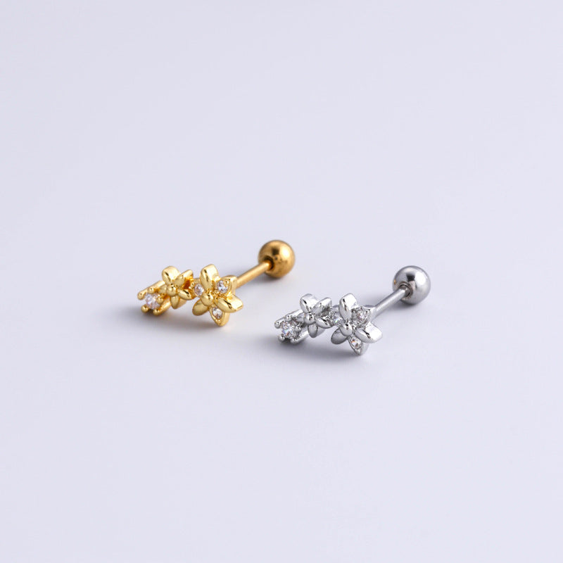 20G Cartilage Surgical Steel Tiny Flower & Butterfly Earrings - Conch & Ball Back Stud Earrings for Women | HSPJ892 | Perfect for Daily Wear, Parties & Gifts