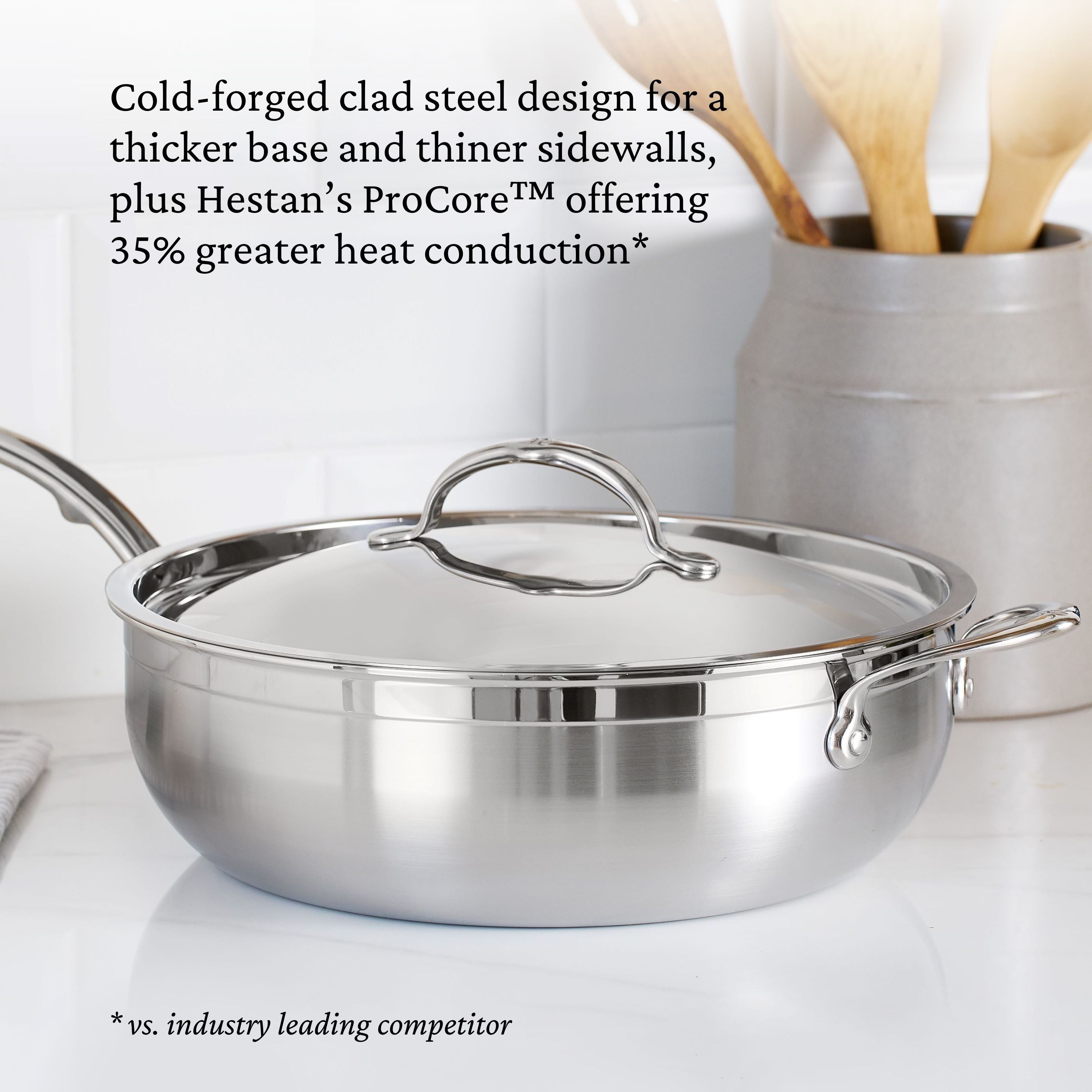 Hestan Probond Nonstick Covered Essential Pan with Helper Handle - 5.0 Quart (28cm) - Premium Cookware for Sauteing, Braising & Everyday Cooking