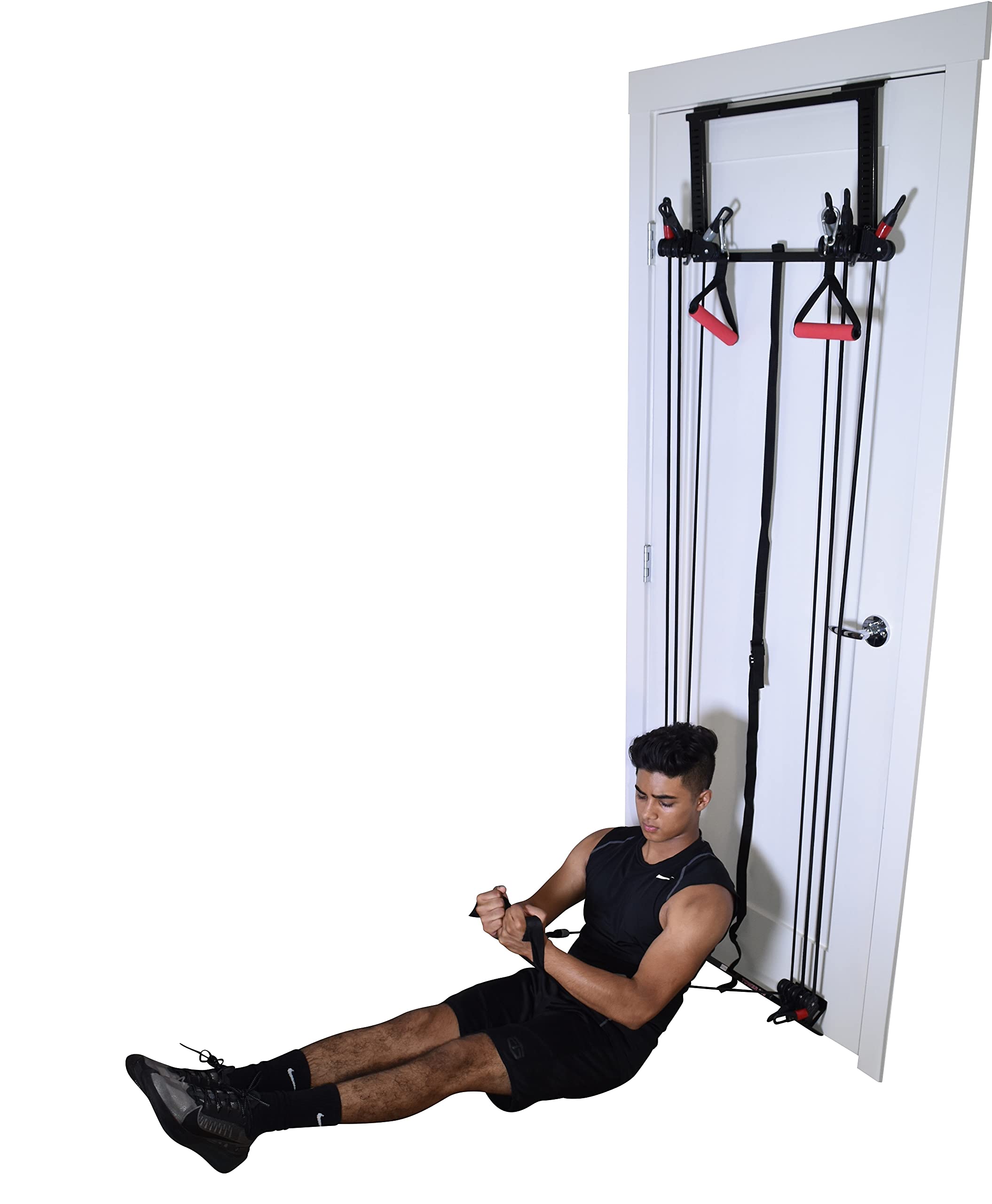 Complete Door Gym Full Body Workout System - Heavy Duty Home Fitness Equipment with Resistance Bands, Straight Bar, Hand Grips & Ankle Straps | Perfect for Strength Training, Muscle Building & Home Exercise | Ideal for Small Spaces, Apartment Workouts & Travel Fitness