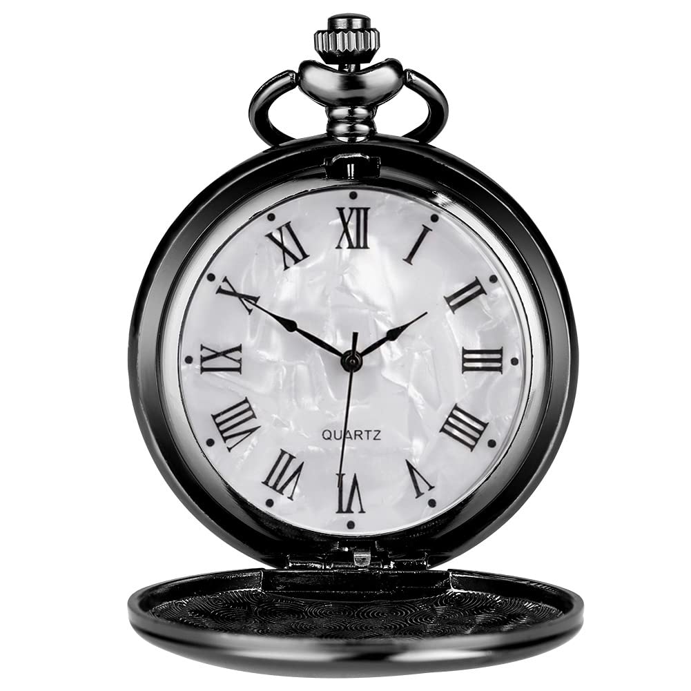 Customizable Smooth Pocket Watch for Men - Personalized Engraved Gift with Chain - Perfect for Father's Day, Weddings & Special Occasions
