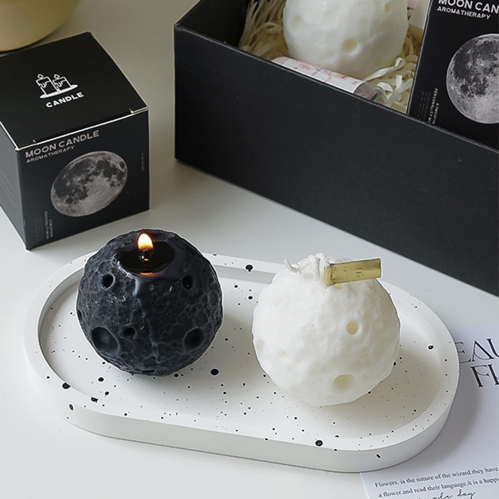 Moon Round Shape Scented Candle - Aromatherapy Home Decor for Christmas, Parties & Relaxation | White Scented Candles for Bedroom, Bathroom & Gift Giving (1 Box)