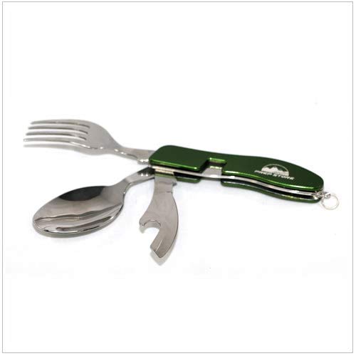 4-in-1 Stainless Steel Camping Utensil Set - Fork, Knife, Spoon & Bottle Opener for Outdoor Adventures