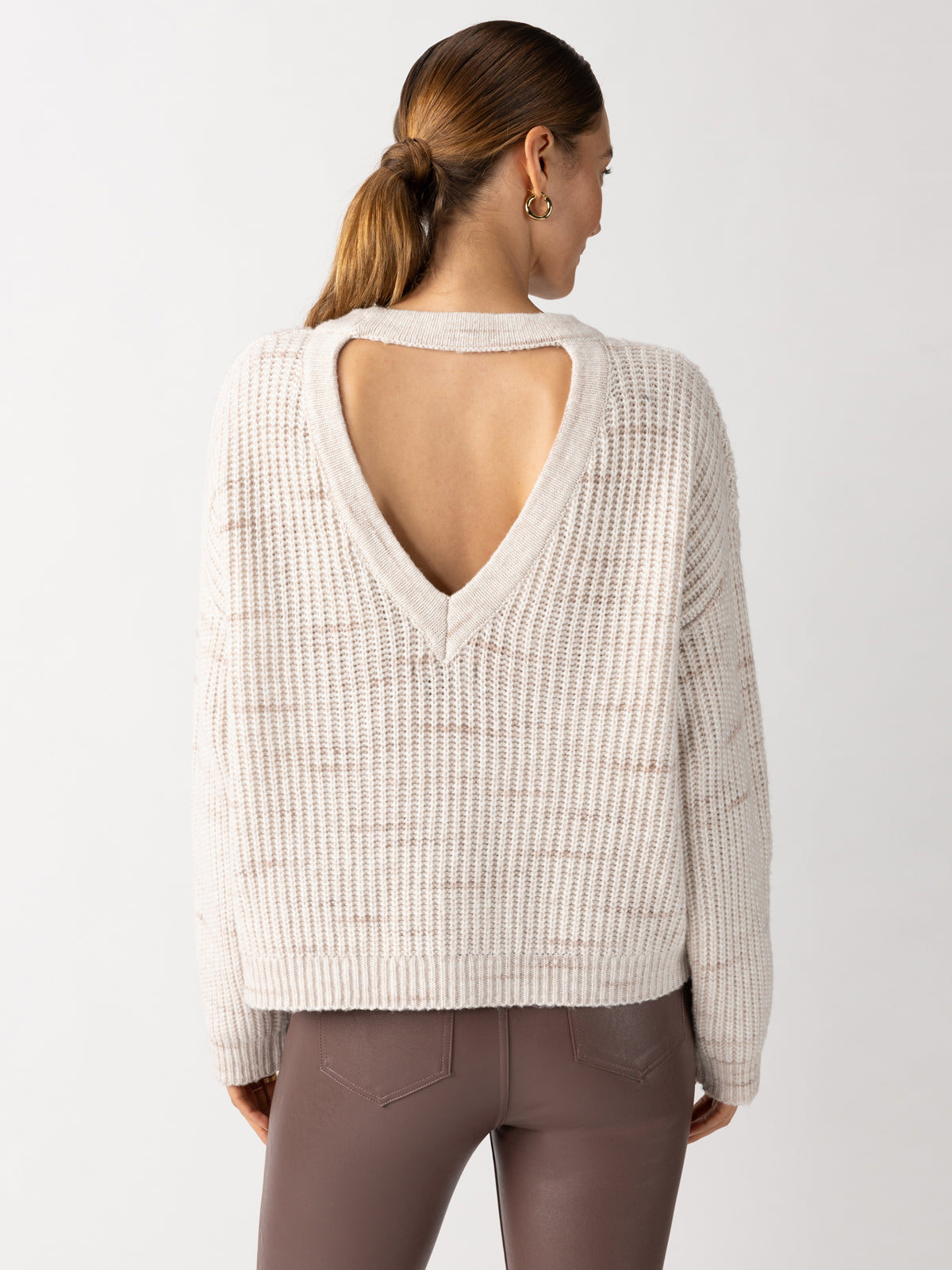 Cozy V-Neck Sweater for Women - Soft Knit Pullover in Coco Smoke Multi Color | Perfect for Fall, Winter & Casual Outfits