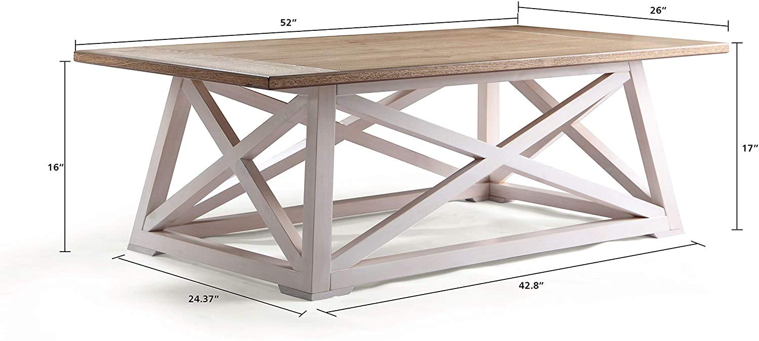 Stylish Finley Two-Tone Coastal Coffee Table - Modern Living Room Furniture for Beach House & Coastal Decor