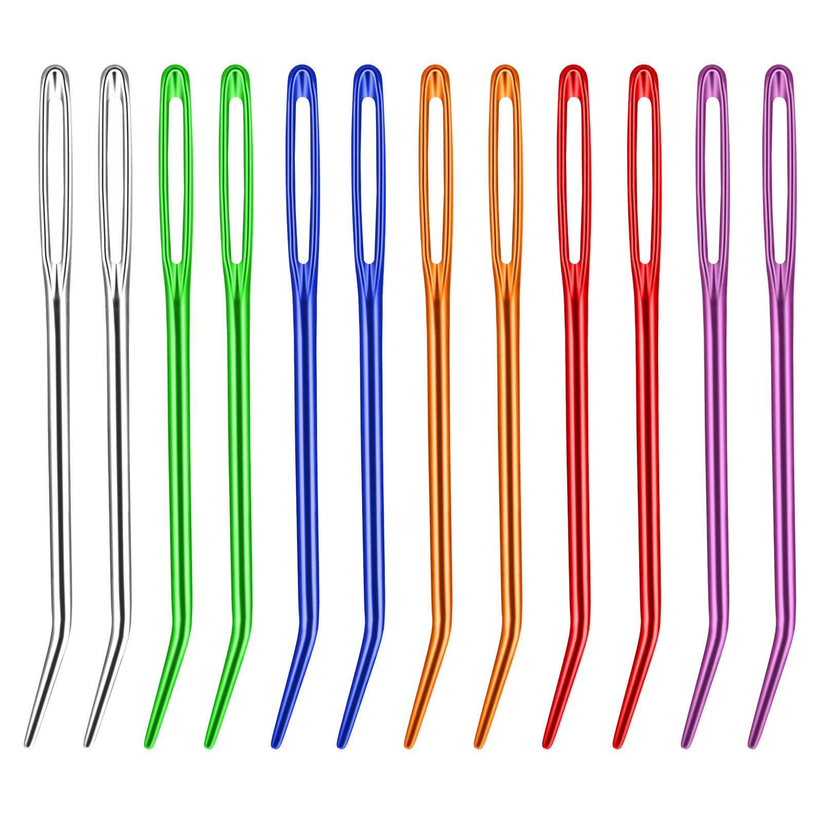 12Pcs Large Eye Darning Needles - Stainless Steel Tapestry & Bent Knitting Needles for Crochet, Yarn Crafts | Perfect for Hand Knitting, Sewing Projects & DIY Home Decor