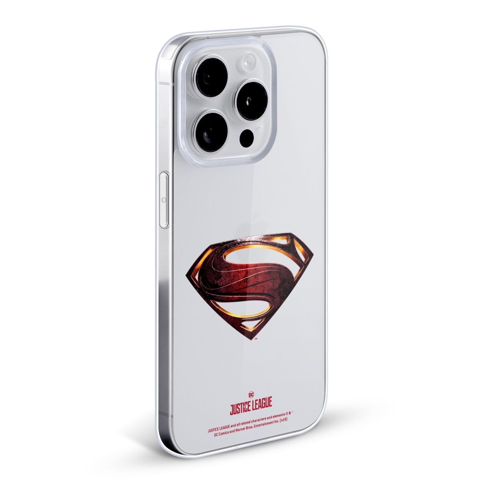 Officially Licensed Justice League Superman Logo Soft Gel Case for iPhone 13 Pro Max - Durable Protective Cover with Movie Design, Perfect for DC Fans & Daily Use