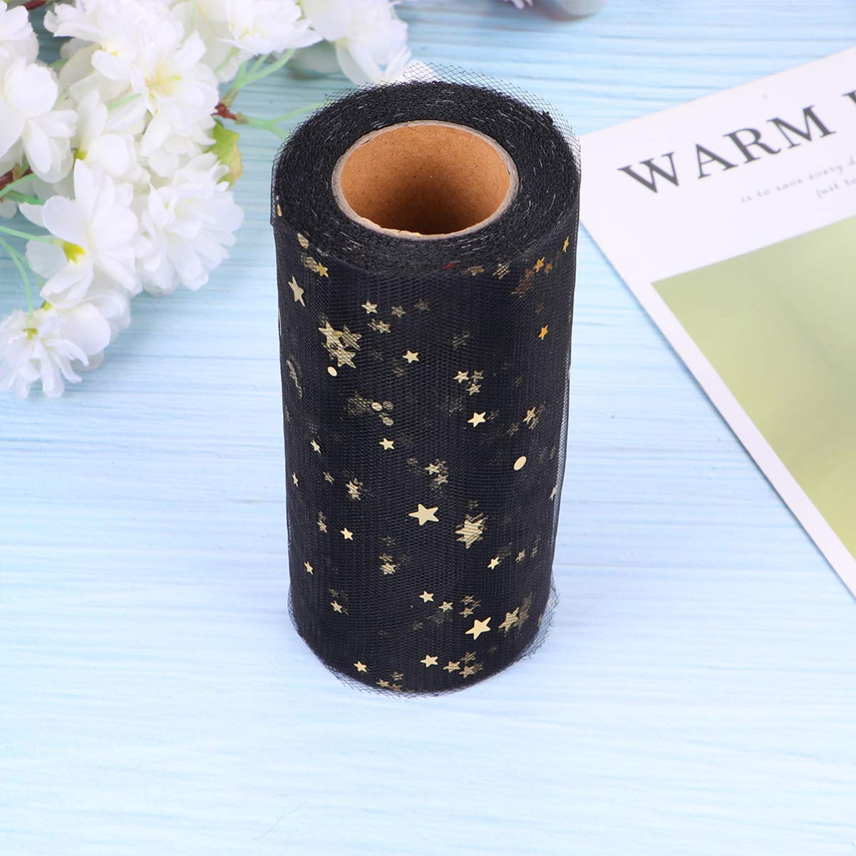 EXCEART Black Mesh Glitter Sequin Tulle Fabric - Wedding, Christmas Party Tablecloth, Bulk Tulle Rolls for Table Decorations, Tutu Skirt Material, Flash Ribbon - Perfect for Wedding Centerpieces, Holiday Dinner Decor & DIY Craft Projects