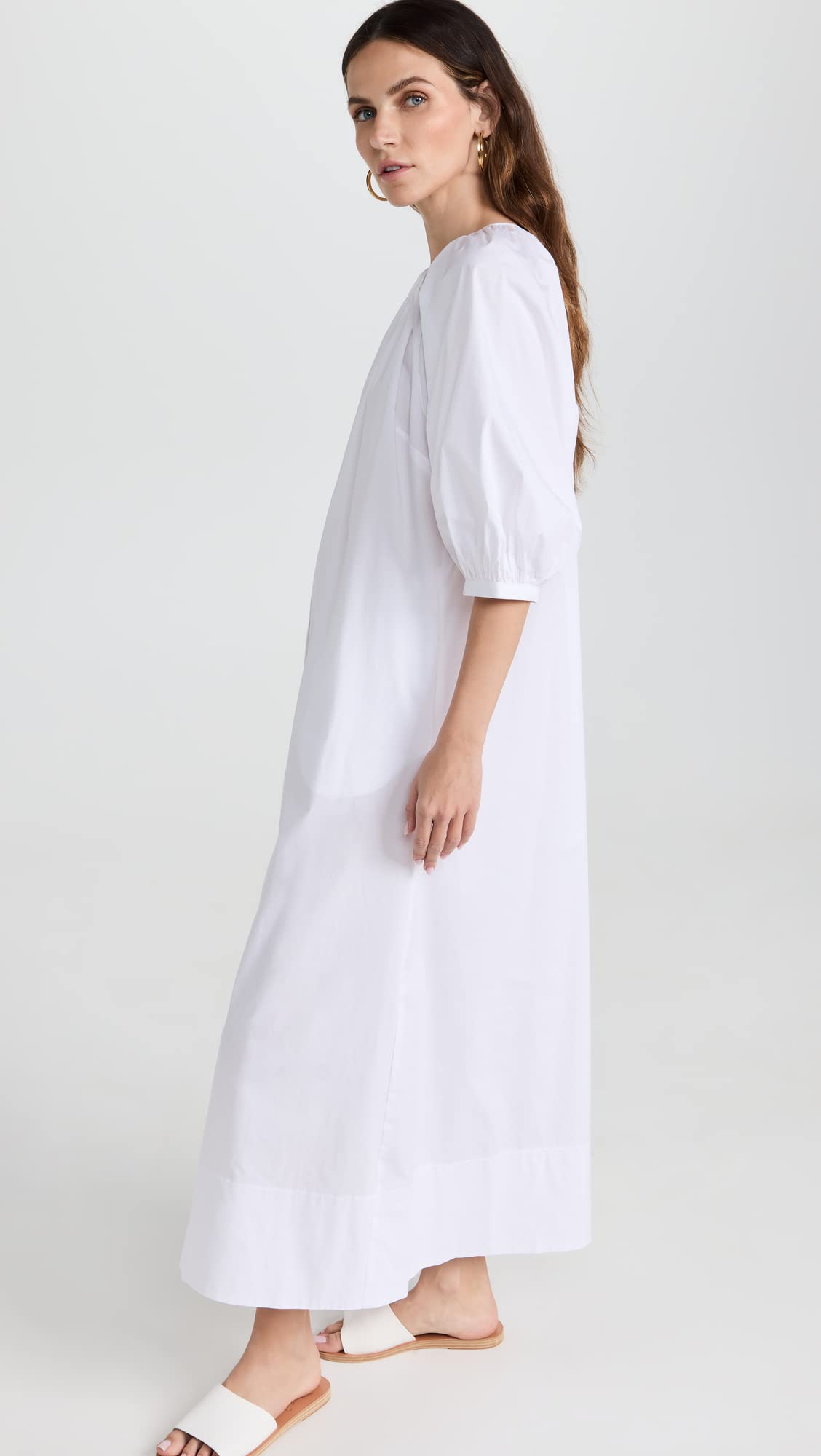 STAUD Women's Vincent Dress - Elegant Midi Dress with Floral Print, V-Neck & Puff Sleeves | Perfect for Summer Weddings, Garden Parties & Date Nights