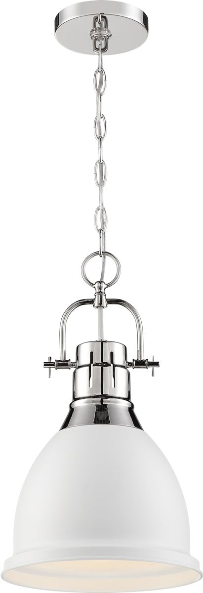 10W Watson Single Light Pendant in Polished Nickel & White - Perfect for Kitchen Island, Dining Room, or Entryway Lighting