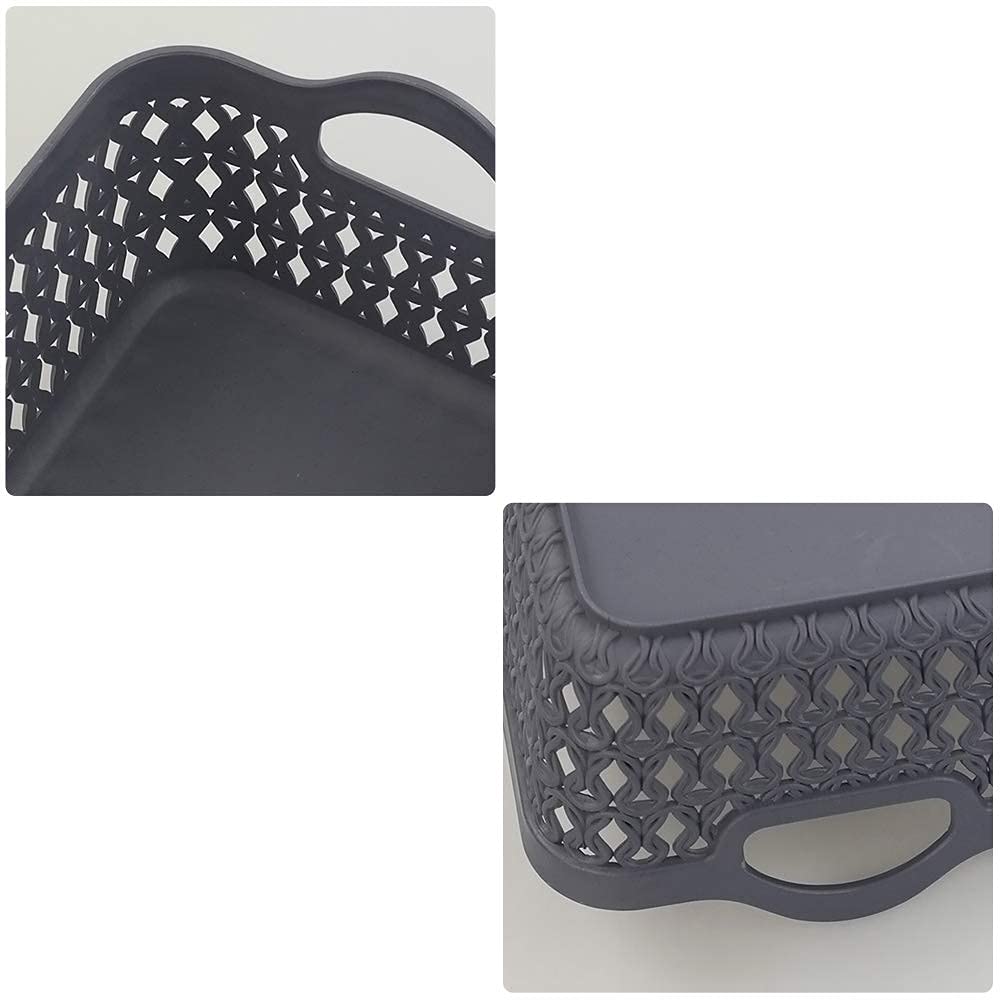 12-Pack Grey Plastic Storage Baskets for Desktop Organizing