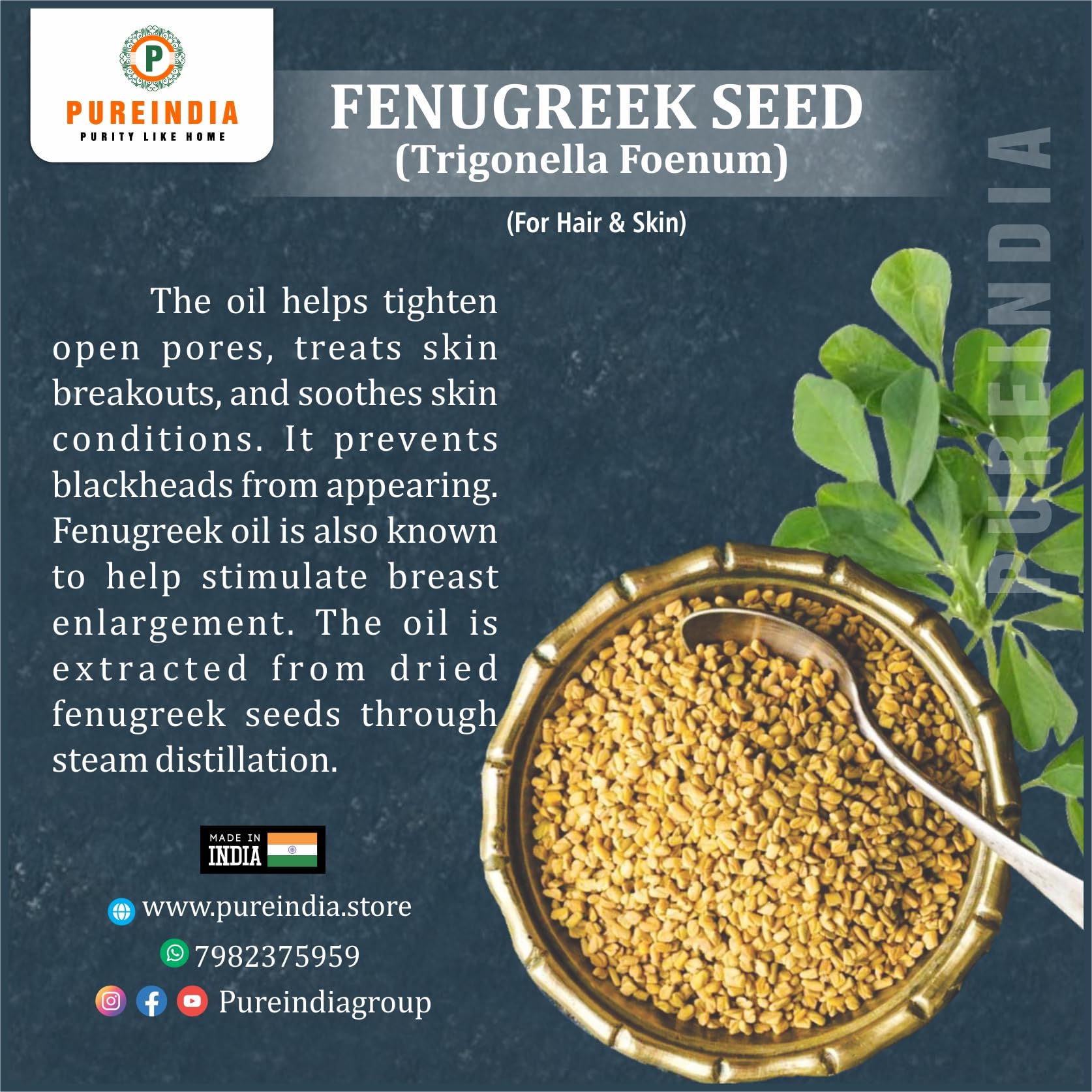 Pure & Natural Fenugreek Seed Oil - 100% Therapeutic Grade Essential Oil for Hair Growth, Skin Care & Aromatherapy - 30ml Bottle - Perfect for Massage, DIY Beauty & Relaxation