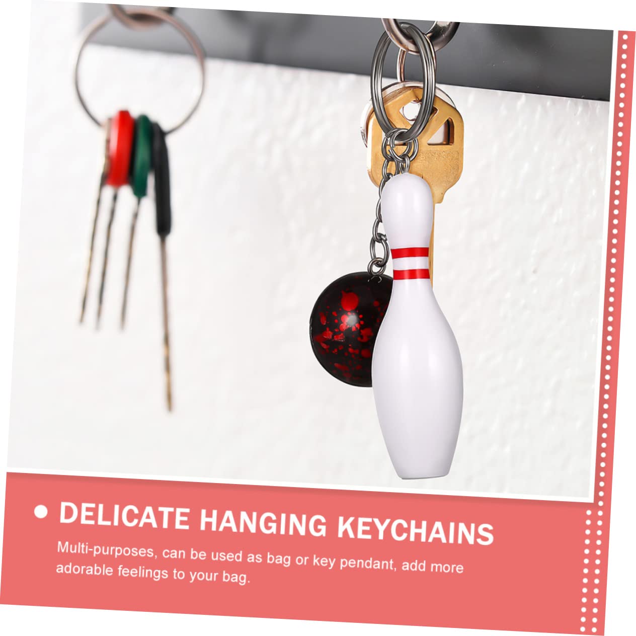 BELLIFFY 36 Pcs Bowling Keychain Set - Cute PVC Bowling Ball & Baseball Keychains for Sports Fans - Perfect for Gifts, Party Favors, and Bag Accessories