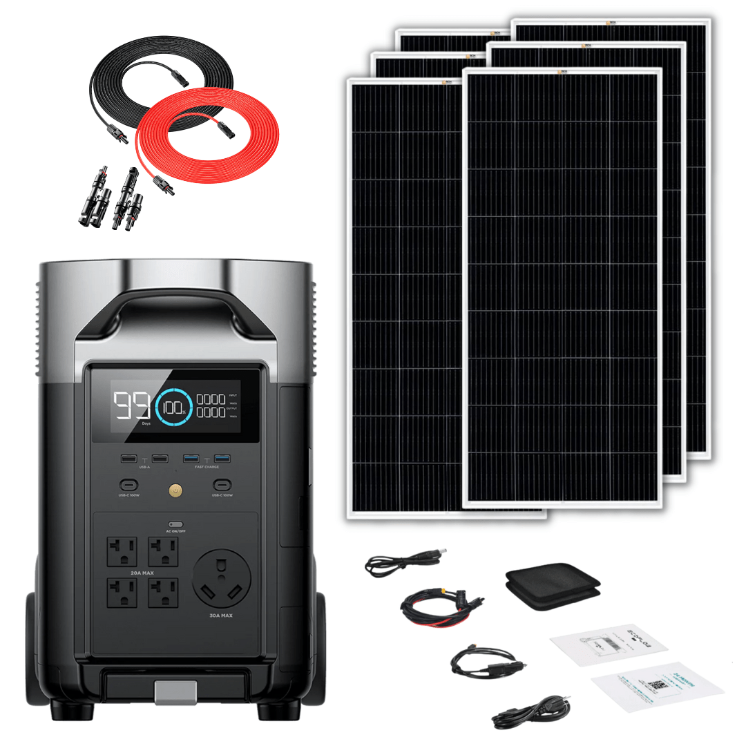 EcoFlow DELTA Pro 3600Wh 3600W Portable Solar Power Station with 200W Monocrystalline Solar Panel Kit - Perfect for Home Backup, Camping & Off-Grid Living