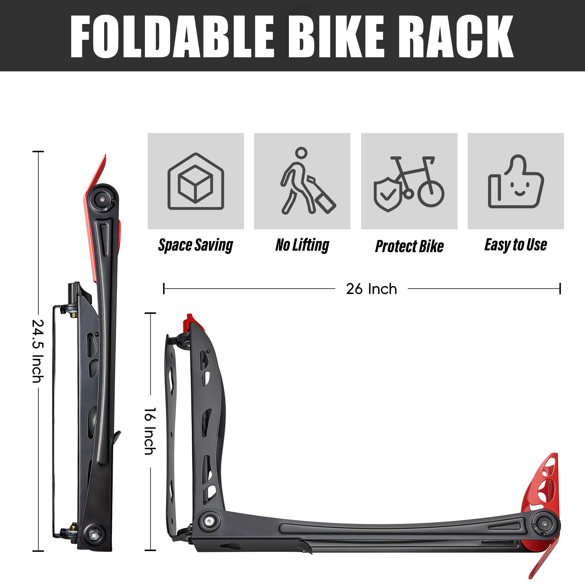 Wall Mounted Bike Rack - Swivel Bike Storage System for Home & Garage - Space Saving 2 Pack Bicycle Holder - Perfect for Small Apartments, Urban Living & Cycling Enthusiasts