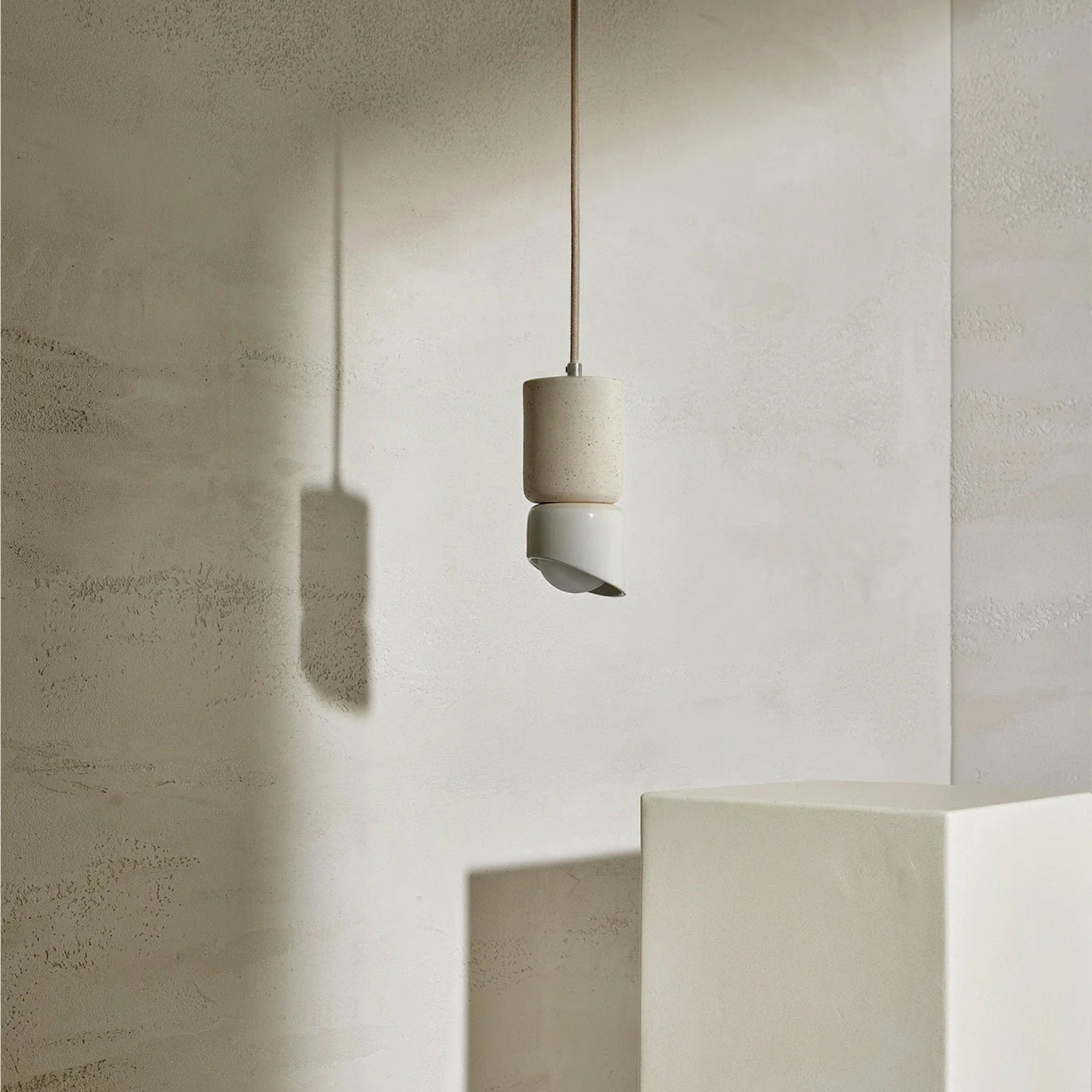 PRE ORDER Marz Designs Terra 1.5 Pendant Light - Fabric Shade in Vanilla Bean & Brushed Nickel Finish | Modern Ceiling Lighting for Kitchen, Dining Room, Bedroom