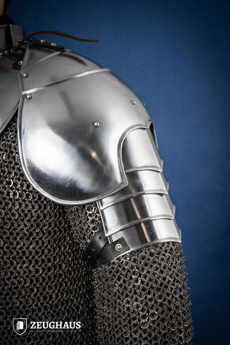 Polished Knight Pauldron - Medieval Armor Shoulder Plate for LARP, Cosplay & Renaissance Fairs | Authentic Costume Accessory for Historical Reenactments