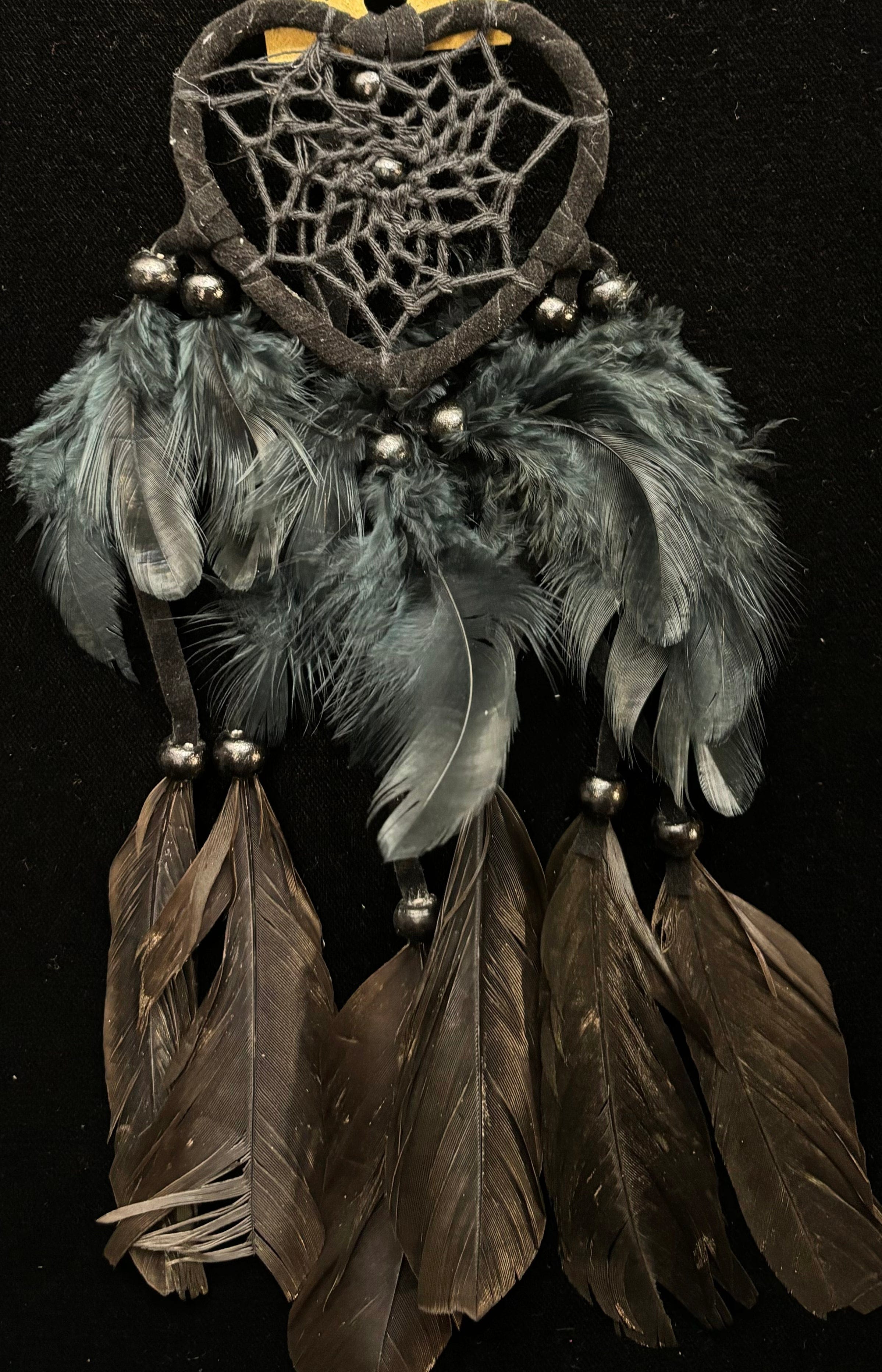 Black Heart Dream Catcher - Handmade Native American Wall Decor for Bedroom, Nursery & Spiritual Protection | Boho Chic Home Decor Gift