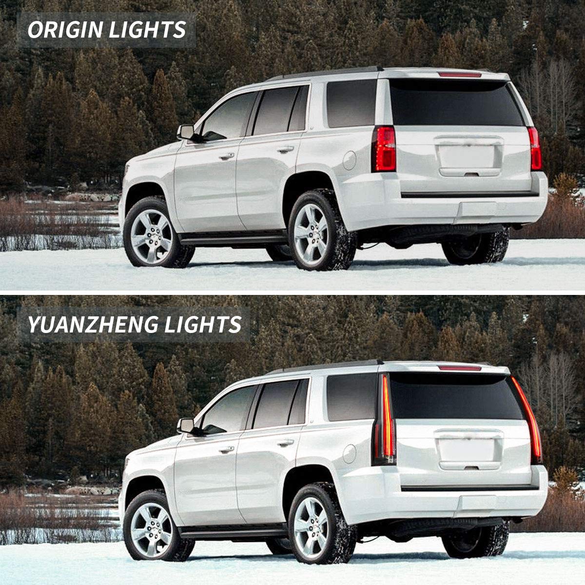 YUANZHENG Full LED 4-Pin Tail Lights Assembly for Chevy Tahoe & Suburban 2015-2020 (Excluding GMC) - Red Turn Signal, Direct Replacement Part YAB-CHE-0268A | Enhanced Night Visibility & Safety for SUV Driving