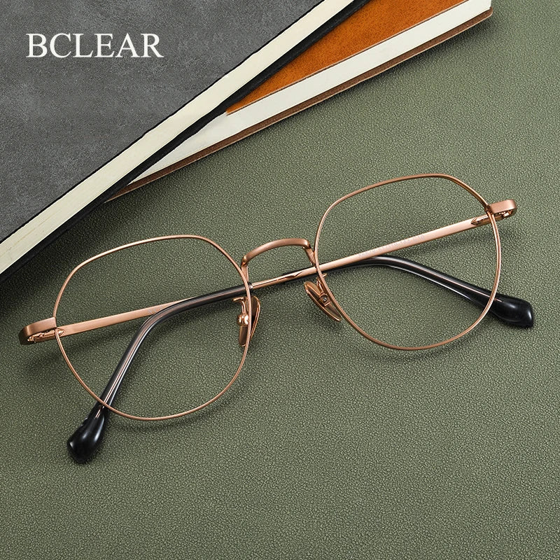 Bclear Women's Full Rim Flat Top Round Titanium Eyeglasses Frame 48669 - Lightweight & Durable Glasses for Work, Reading & Fashion - Perfect for Office, Study & Daily Wear