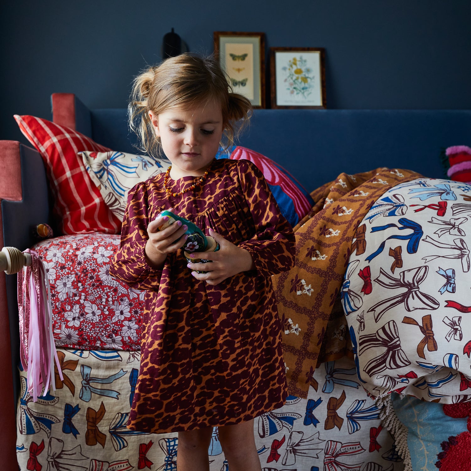 Odette Girls Dress - Elegant Floral Print Party Dress for Toddlers & Kids - Perfect for Birthday, Easter, Christmas & Special Occasions