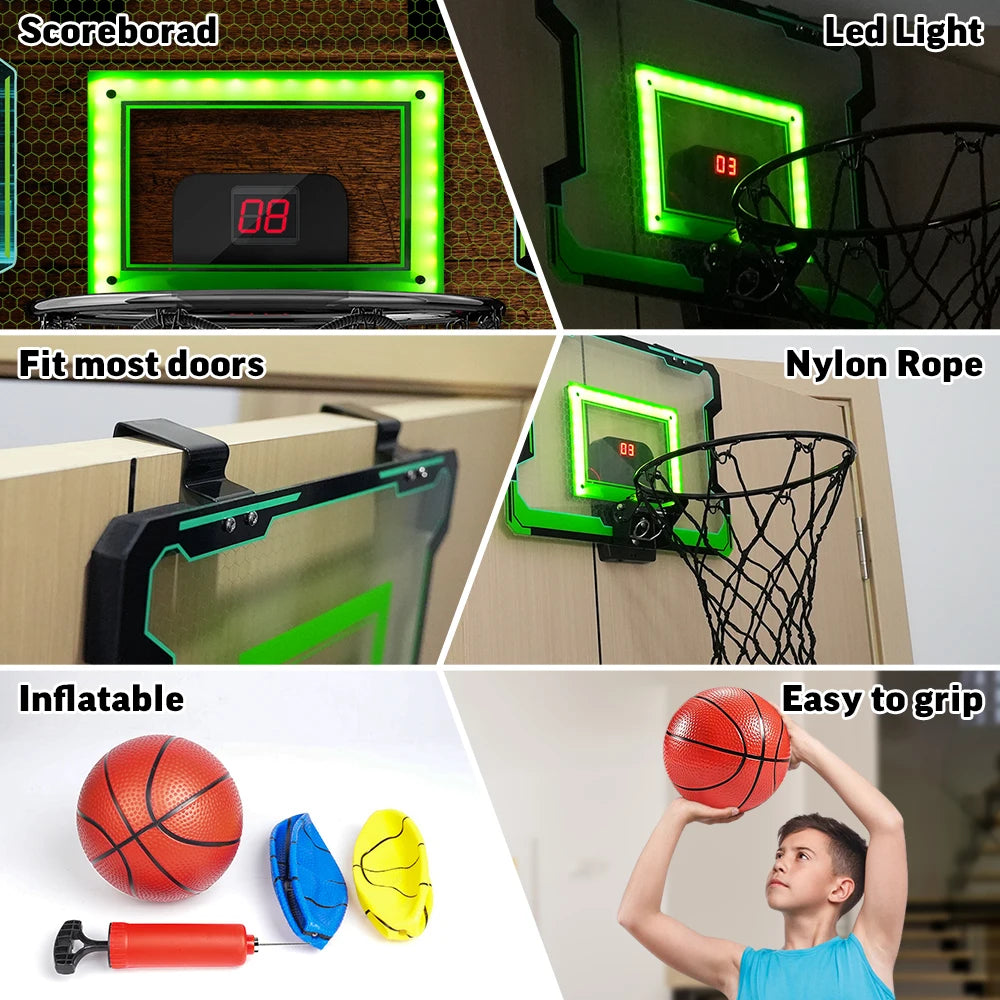 VATOS Mini Basketball Hoop Set with Electronic Scoreboard - Auto Sound & Light Effects for Kids, Teens & Adults - Perfect for Indoor Games, Birthday Parties & Family Fun Activities