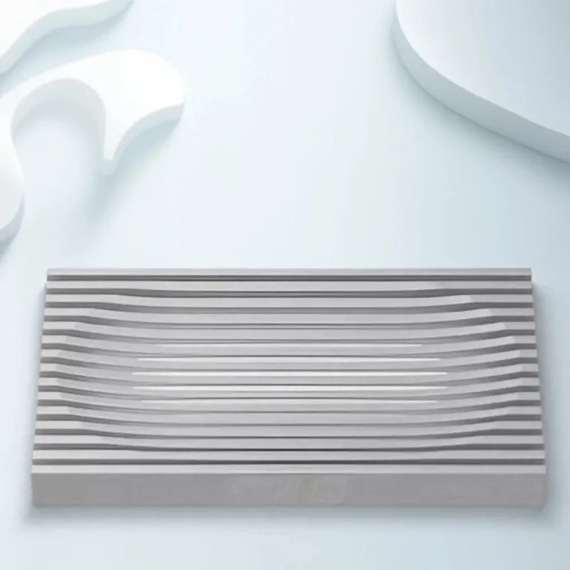 Stainless Steel Linear Flow Soap Dish - Modern Bathroom Soap Holder with Drainage Holes for Shower, Kitchen & Sink Countertop Organizer