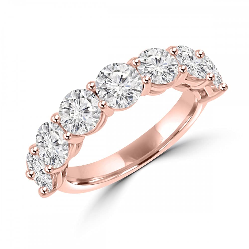 2.10 Carat Round Cut Diamond Wedding Band Ring for Women in 14K Rose Gold - Elegant Bridal Jewelry for Engagement, Anniversary & Special Occasions