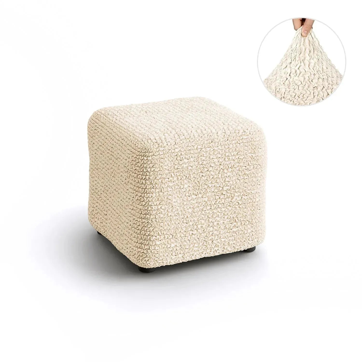 Small Ottoman Slipcover - Microfiber Collection - Perfect for Living Room, Bedroom, and Home Decor